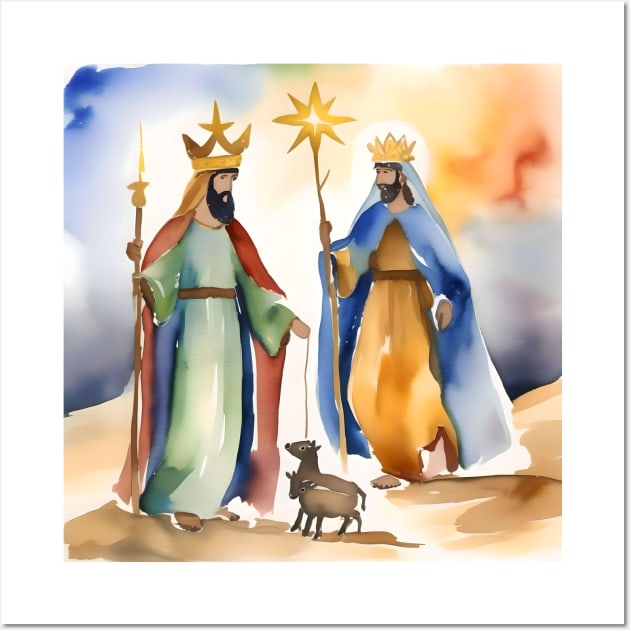 Epiphany or Three Kings Day - January 6 - Watercolors & Pen Wall Art by Oldetimemercan